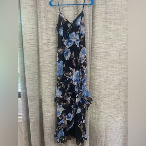Lulus black and blue floral maxi dress